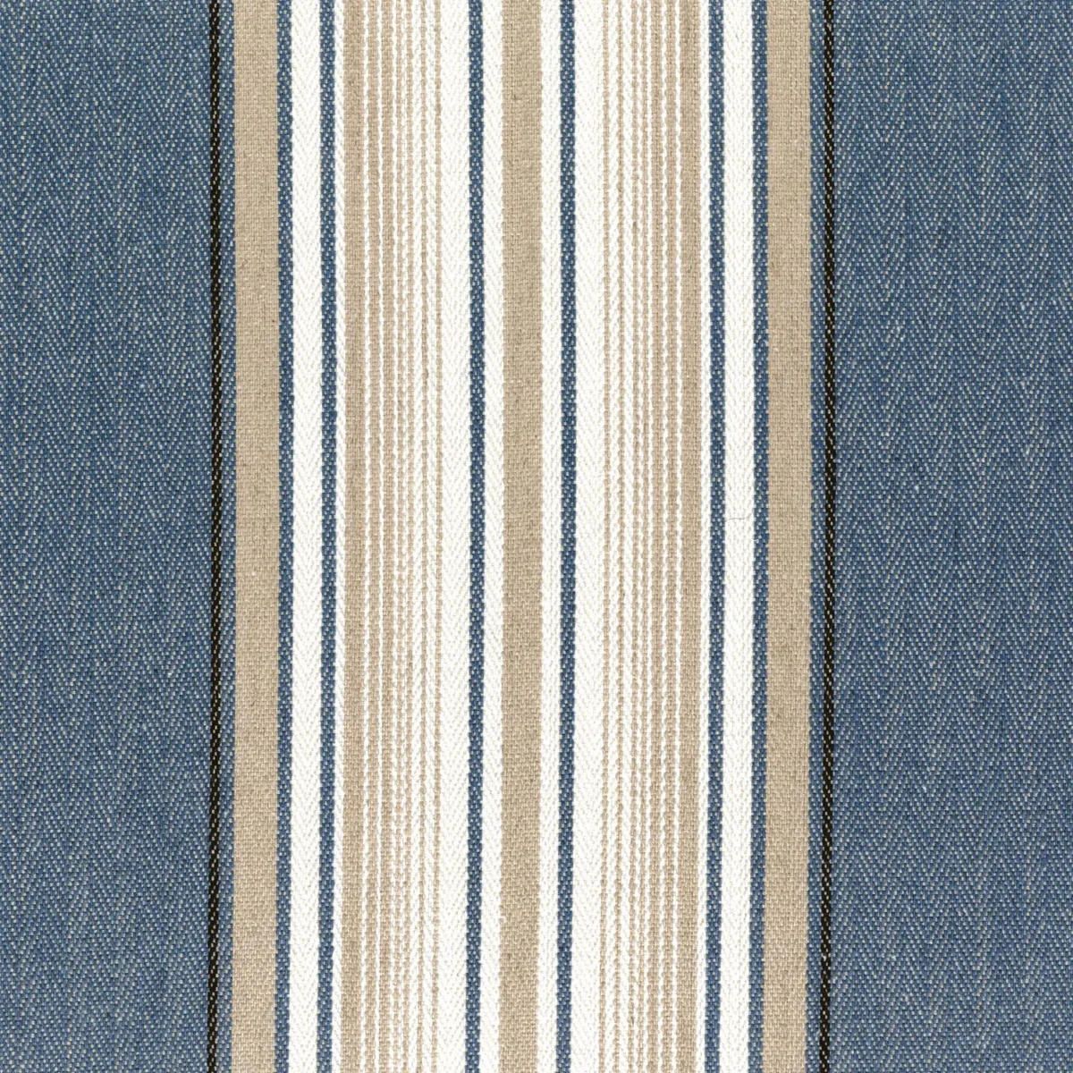 Aveiro Fabric - Bleu Deauville by blue striped cotton fabric from Casamance