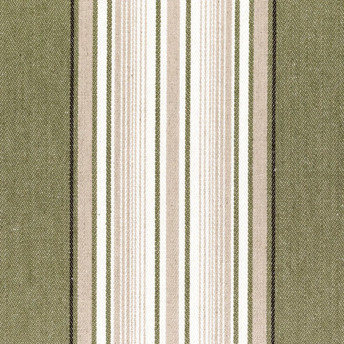 Aveiro Fabric - Olive by green striped cotton fabric from Casamance