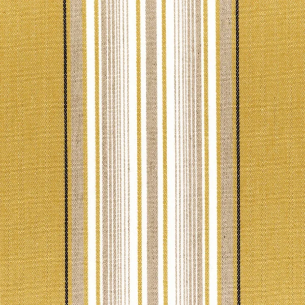 Aveiro Fabric - Moutarde by yellow striped cotton fabric from Casamance