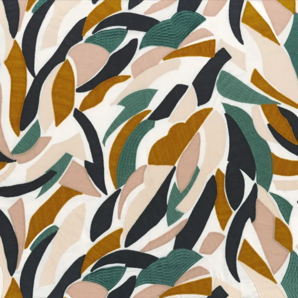 brown contemporary embroideried fabric from Casamance