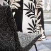 black-grey plain armchair with curtain