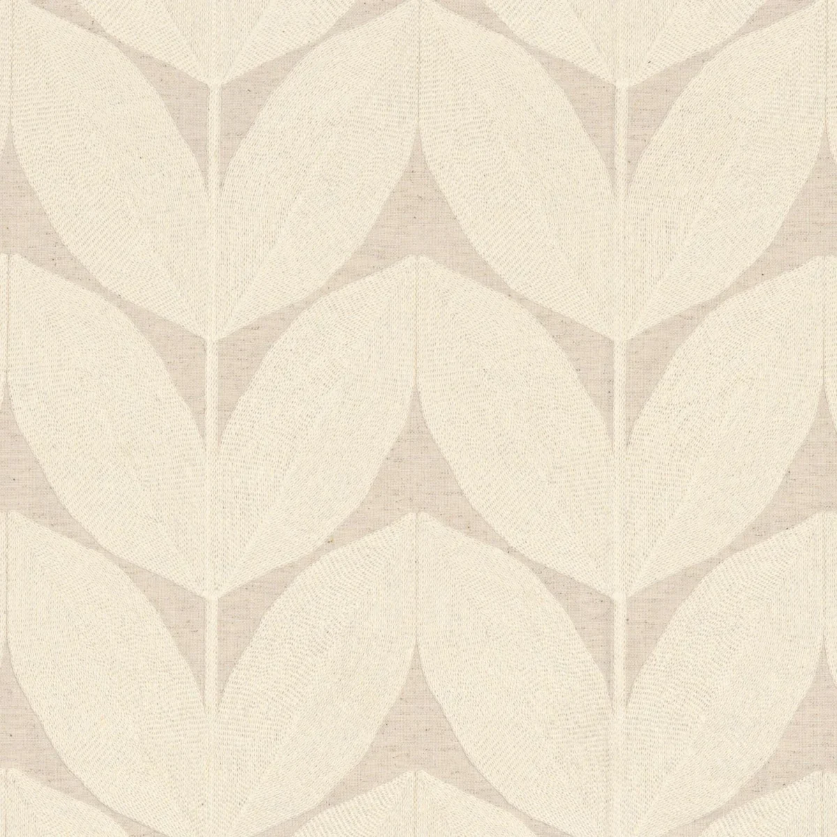 Herbes Folles Fabric - Ivoire by neutral botanical embroideried fabric from Casamance