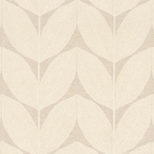 Herbes Folles Fabric - Ivoire by neutral botanical embroideried fabric from Casamance