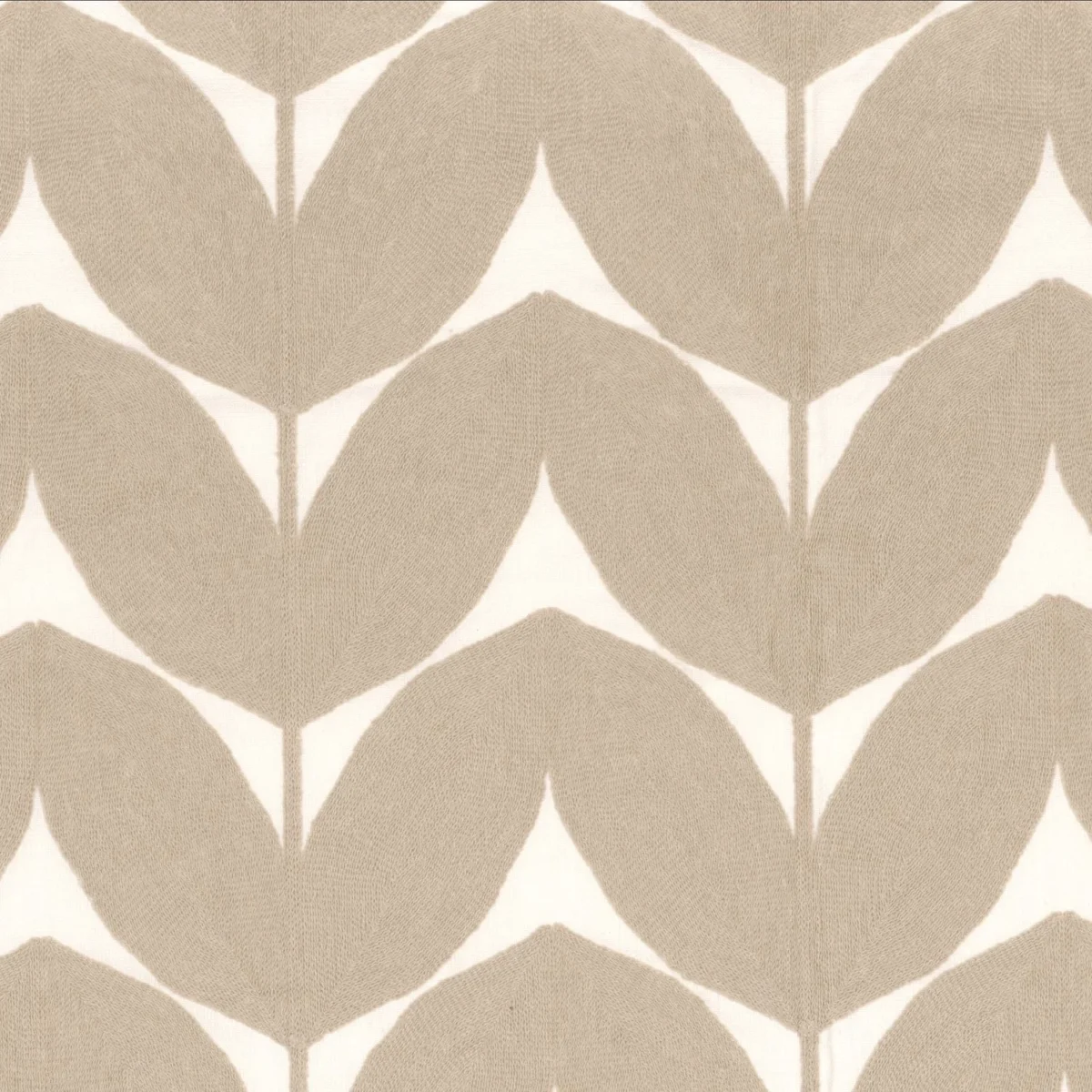 neutral botanical embroideried fabric from Casamance