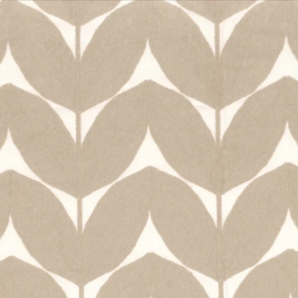 Herbes Folles Fabric - Beige by neutral botanical embroideried fabric from Casamance
