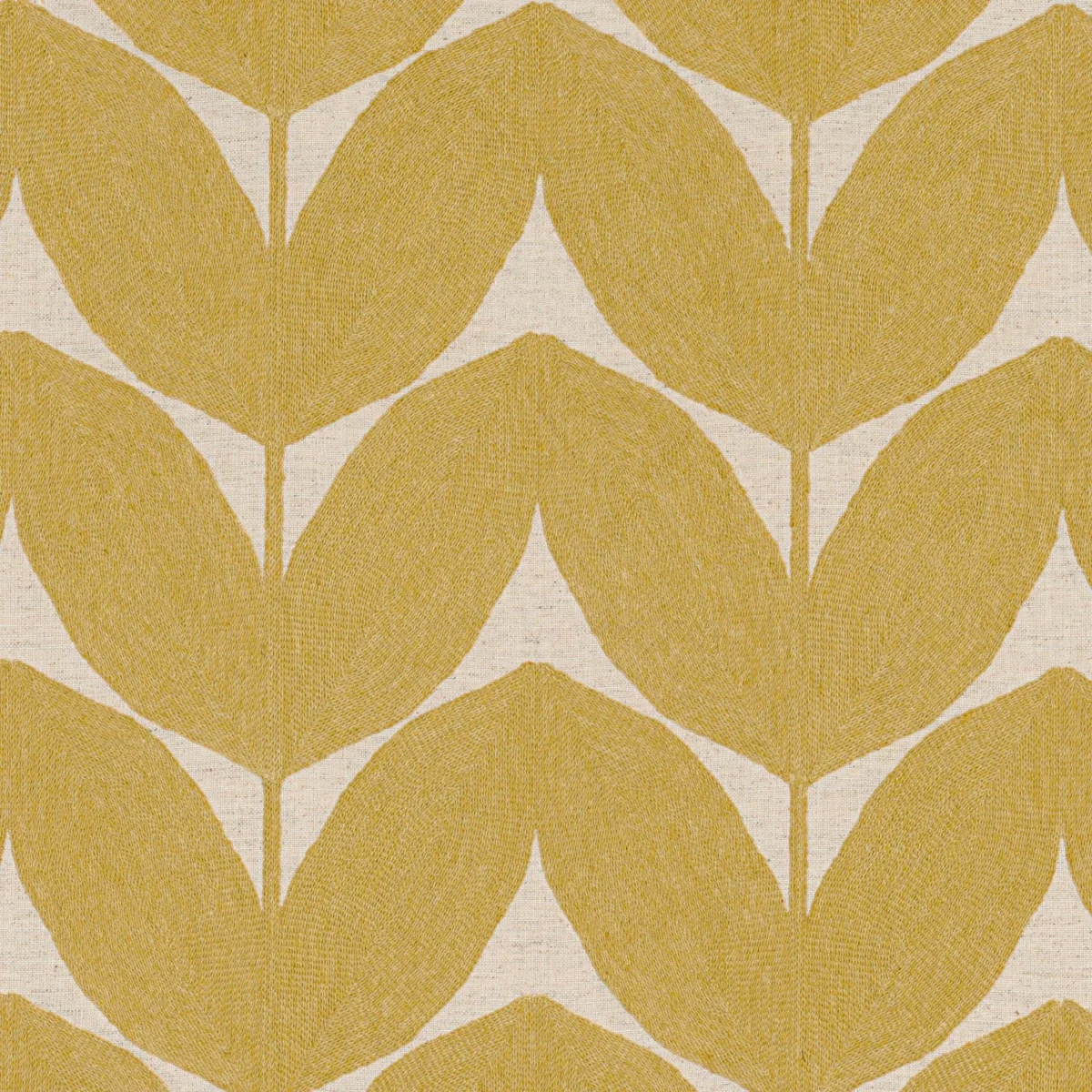 Herbes Folles Fabric - Moutarde by yellow botanical embroideried fabric from Casamance