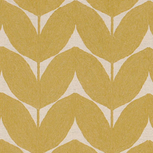 Herbes Folles Fabric - Moutarde by yellow botanical embroideried fabric from Casamance