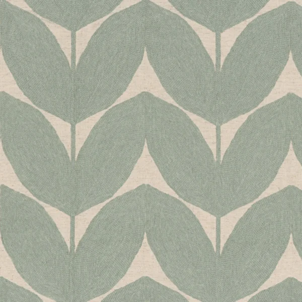blue botanical embroideried fabric from Casamance