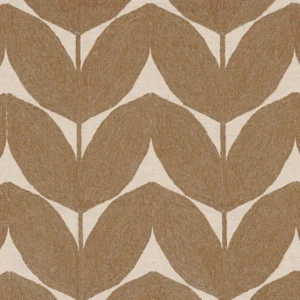 brown botanical embroideried fabric from Casamance