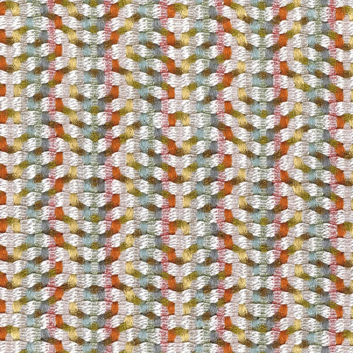 Beguin Fabric - Multico Orange by blue striped woven fabric from Casamance
