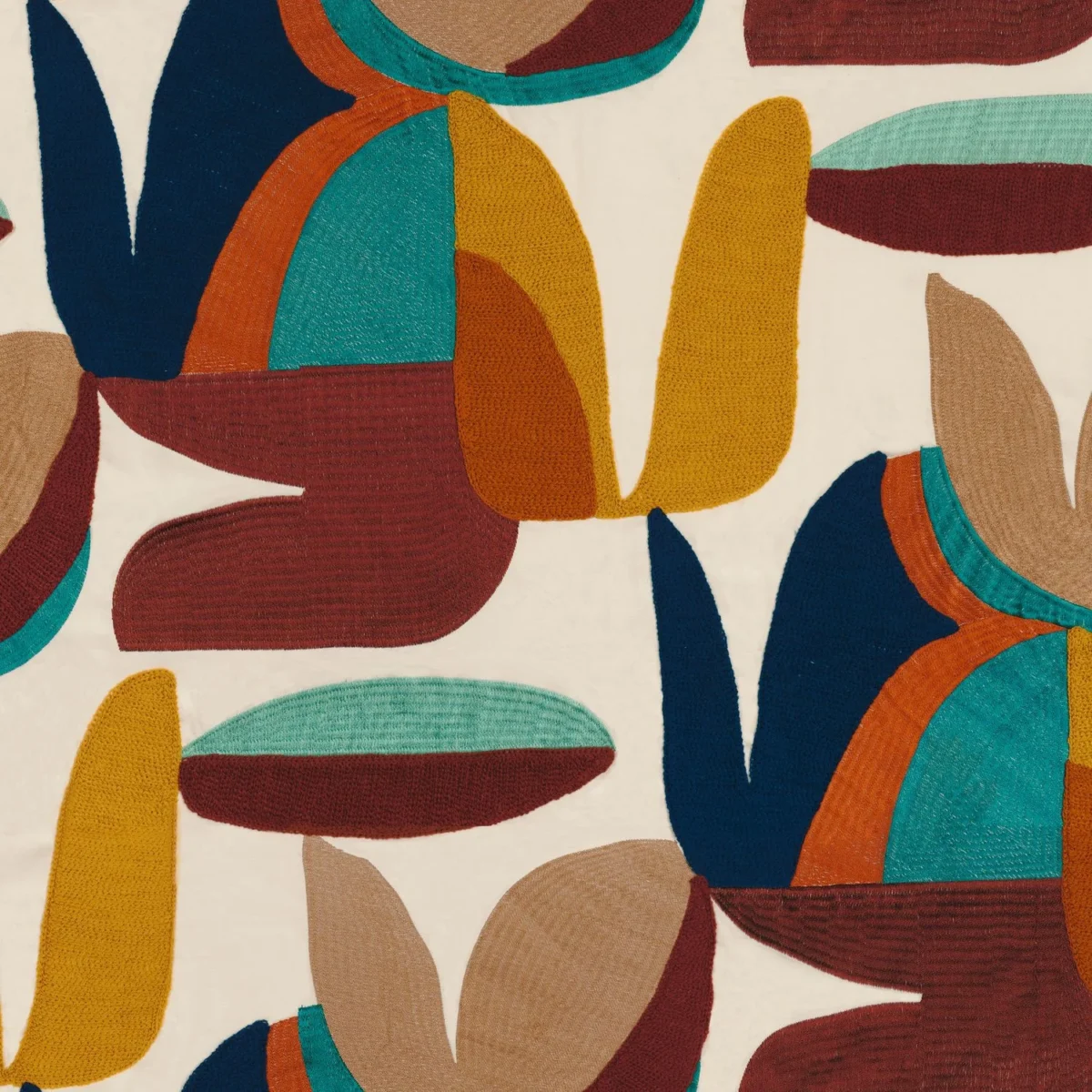 multicolour contemporary embroideried fabric from Casamance