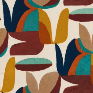 multicolour contemporary embroideried fabric from Casamance