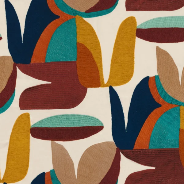 Flirt Fabric - Multico Topaze by multicolour contemporary embroideried fabric from Casamance