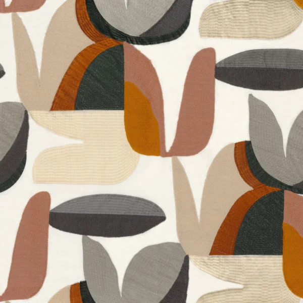 Flirt Fabric - Multico Beige by pink contemporary embroideried fabric from Casamance