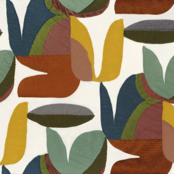 Flirt Fabric - Multico Ambre by multicolour contemporary embroideried fabric from Casamance