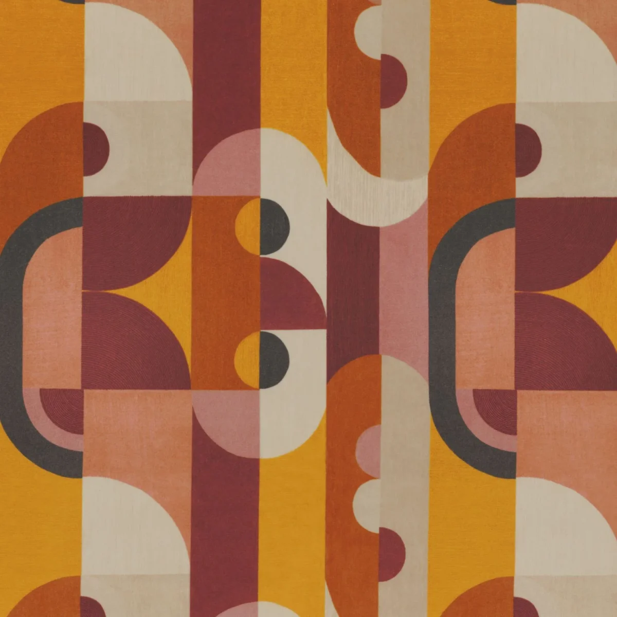 Reciproque Fabric - Multico Terre De Sienne by yellow geometric velvet-chenille fabric from Casamance