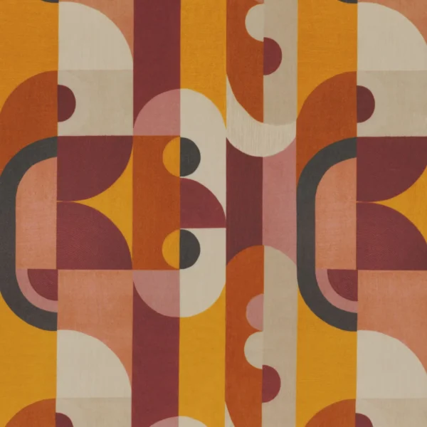 Reciproque Fabric - Multico Terre De Sienne by yellow geometric velvet-chenille fabric from Casamance
