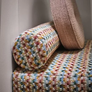 multicolour striped bed with cushion
