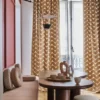 brown botanical curtain with