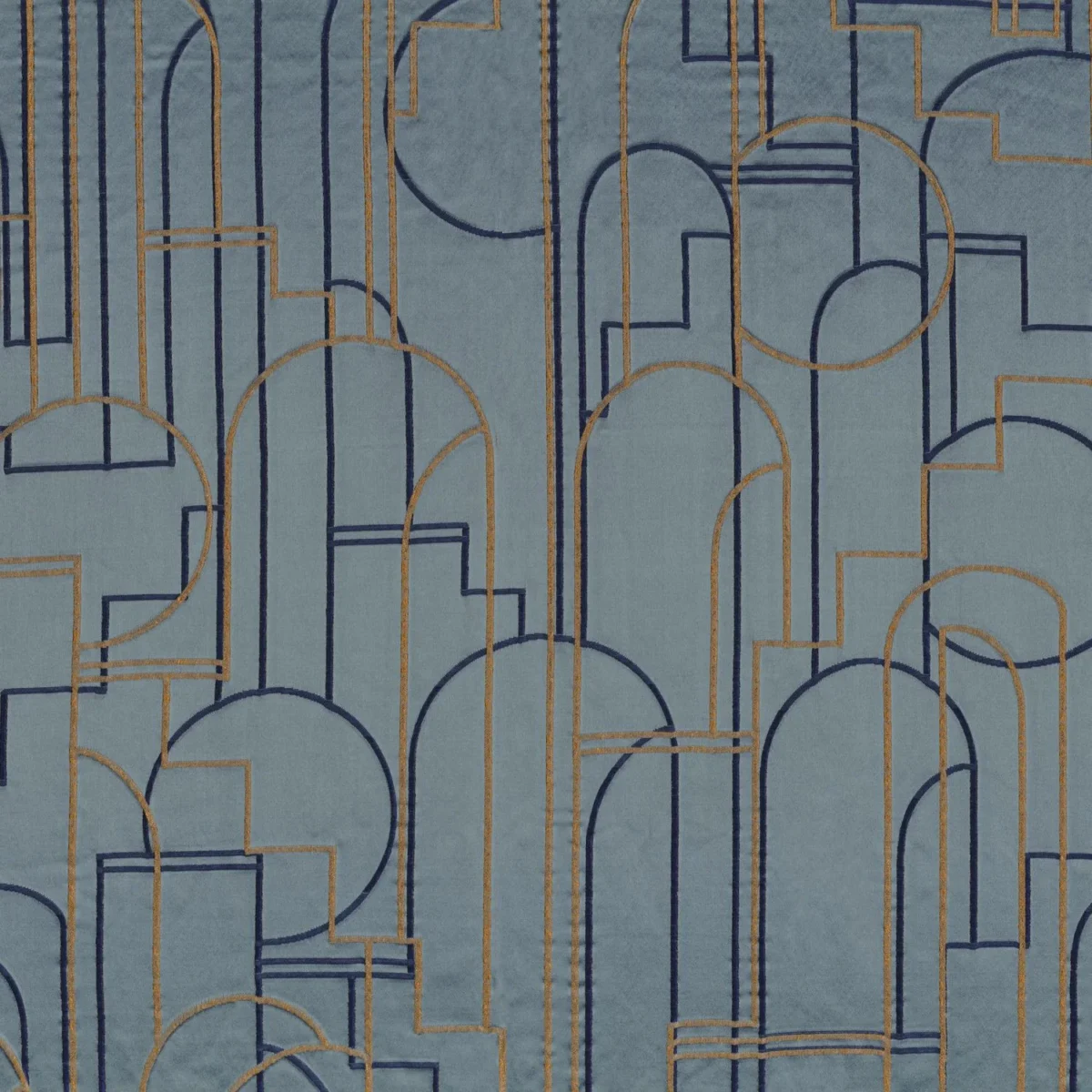 Bachaumont Fabric - Pierre Bleue by blue geometric jacquard fabric from Casamance