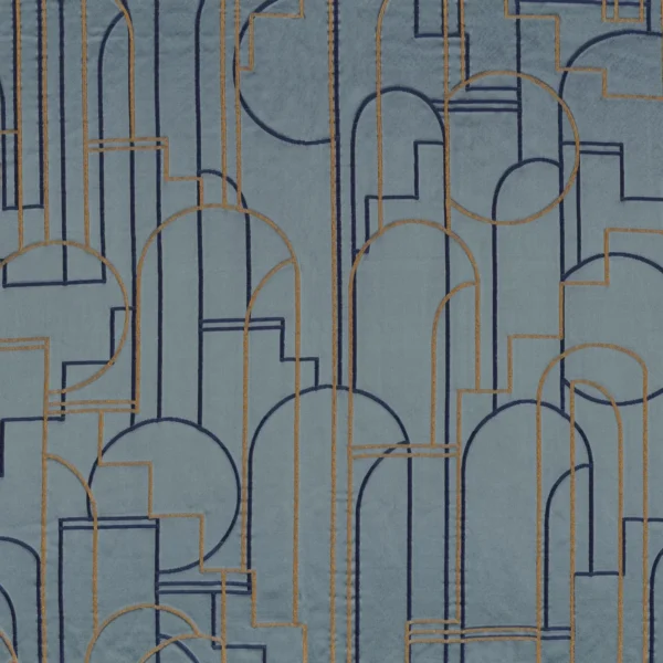 Bachaumont Fabric - Pierre Bleue by blue geometric jacquard fabric from Casamance