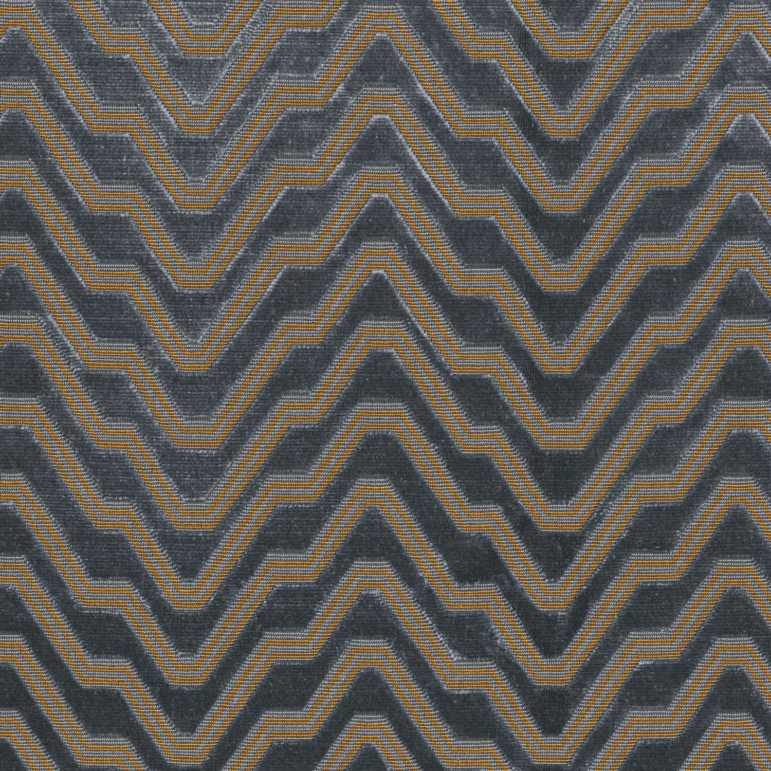 black-grey geometric velvet-chenille fabric from Casamance