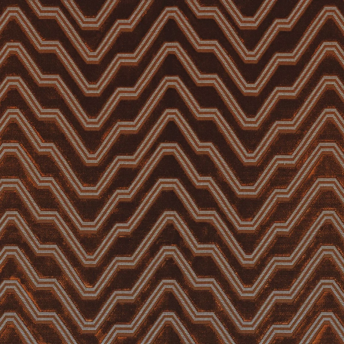 Chanut Fabric - Acajou by red geometric velvet-chenille fabric from Casamance