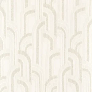 white geometric voile-sheer fabric from Casamance