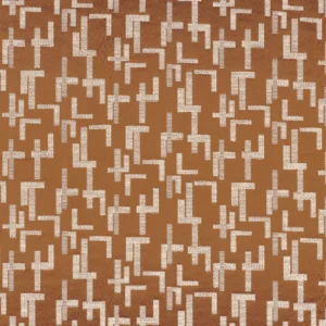 orange geometric cotton fabric from Casamance
