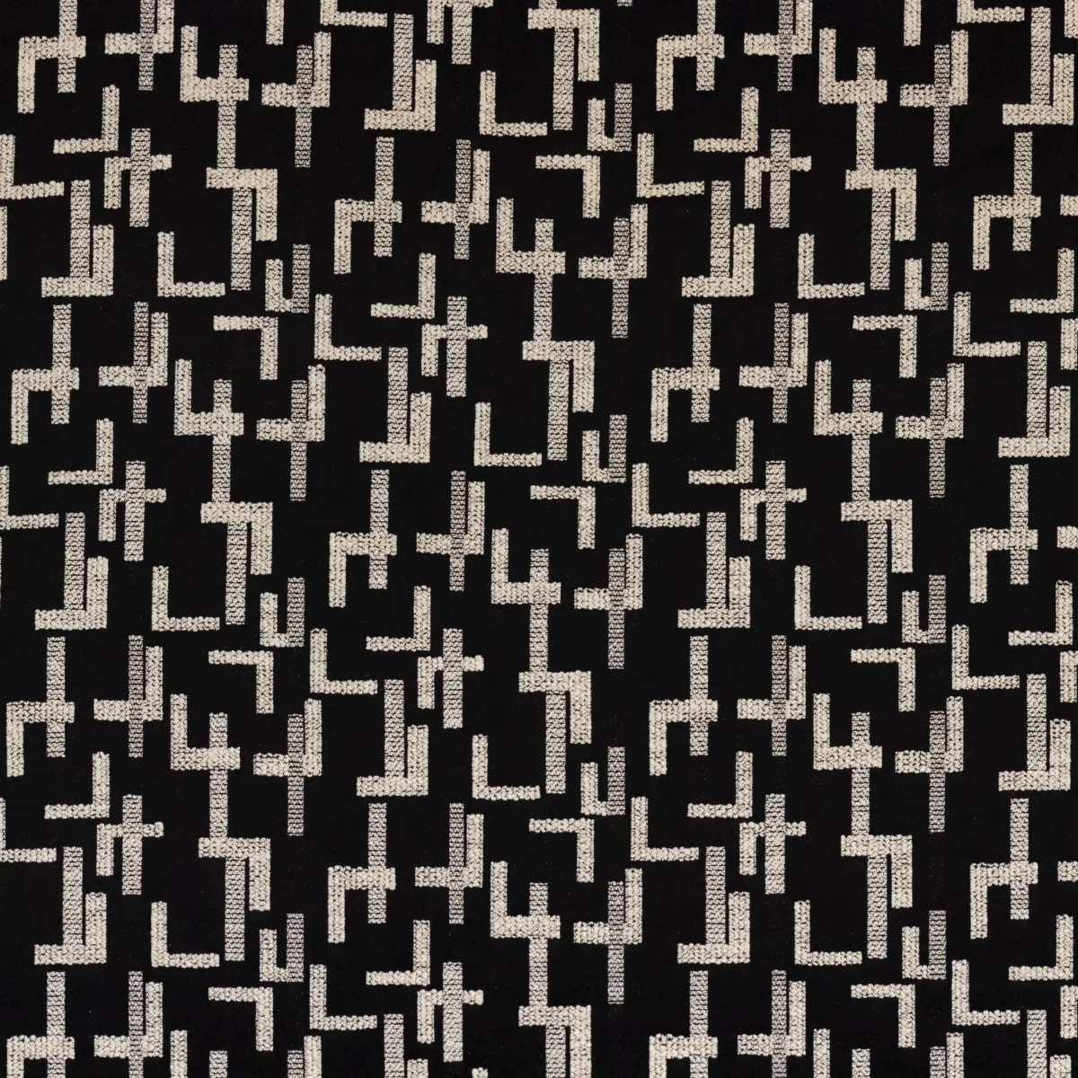 black-grey geometric cotton fabric from Casamance