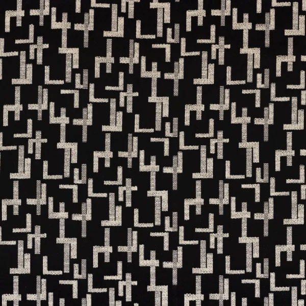 Dalles Fabric - Noir by black-grey geometric cotton fabric from Casamance