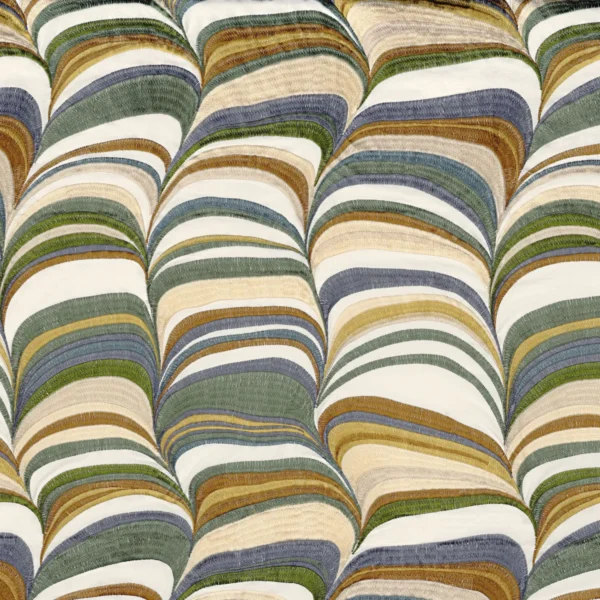 Strates Fabric - Bronze Olive by green contemporary embroideried fabric from Casamance