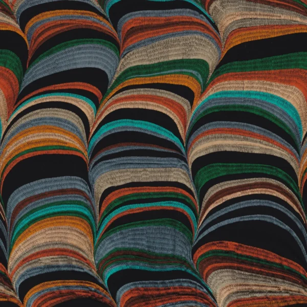 Strates Fabric - Acajou Pierre Bleue by black-grey contemporary embroideried fabric from Casamance