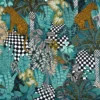 blue botanical cotton fabric from Casamance