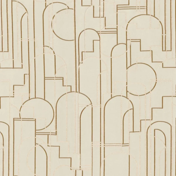 Bachaumont Fabric - Sable by neutral geometric jacquard fabric from Casamance