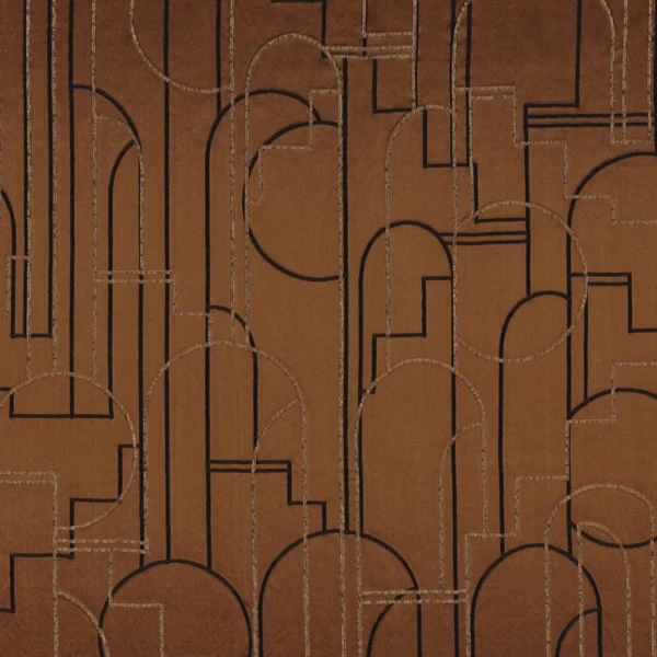 Bachaumont Fabric - Ambre by orange geometric jacquard fabric from Casamance