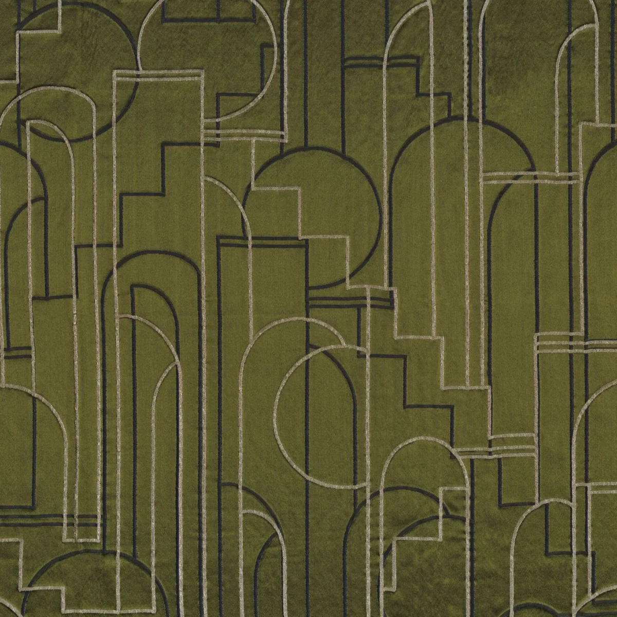 green geometric jacquard fabric from Casamance