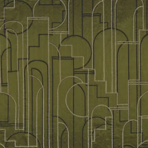 green geometric jacquard fabric from Casamance