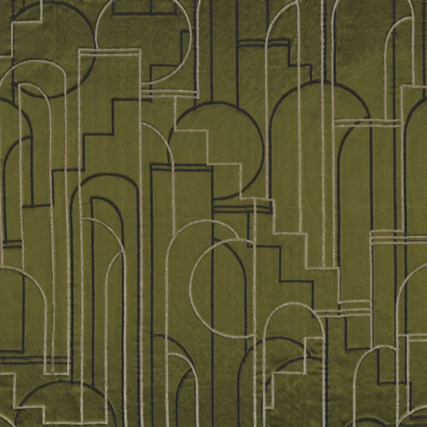 green geometric jacquard fabric from Casamance
