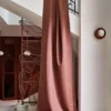 yellow contemporary curtain with lamps and cabinets
