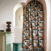 black-grey contemporary curtain with vases