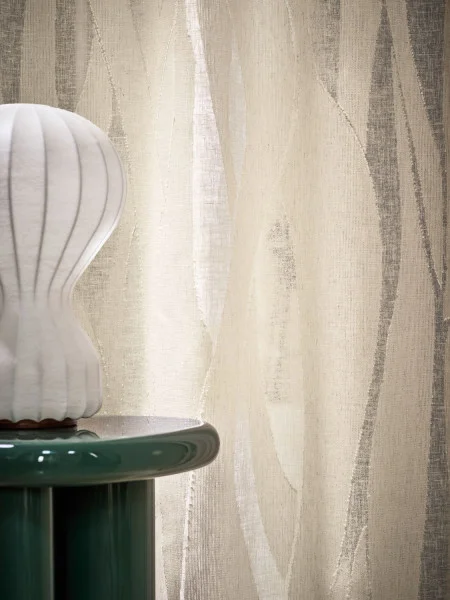 Chaloupe Fabric - Naturel by neutral misc curtain with side table and lamps