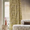 brown misc curtain with sofa and lamps