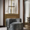 yellow geometric armchair with vases