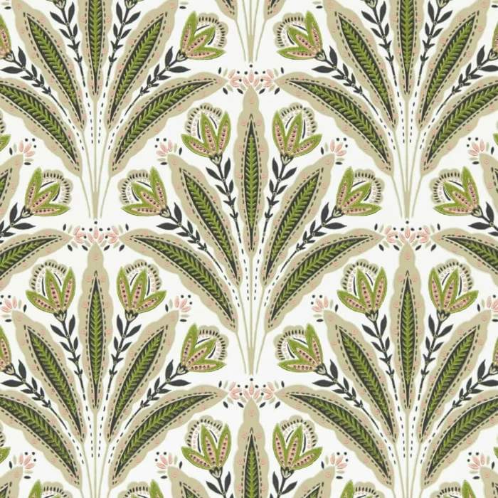 Attingham Wallpaper - Sage /  Blush fabric swatch W0193/04