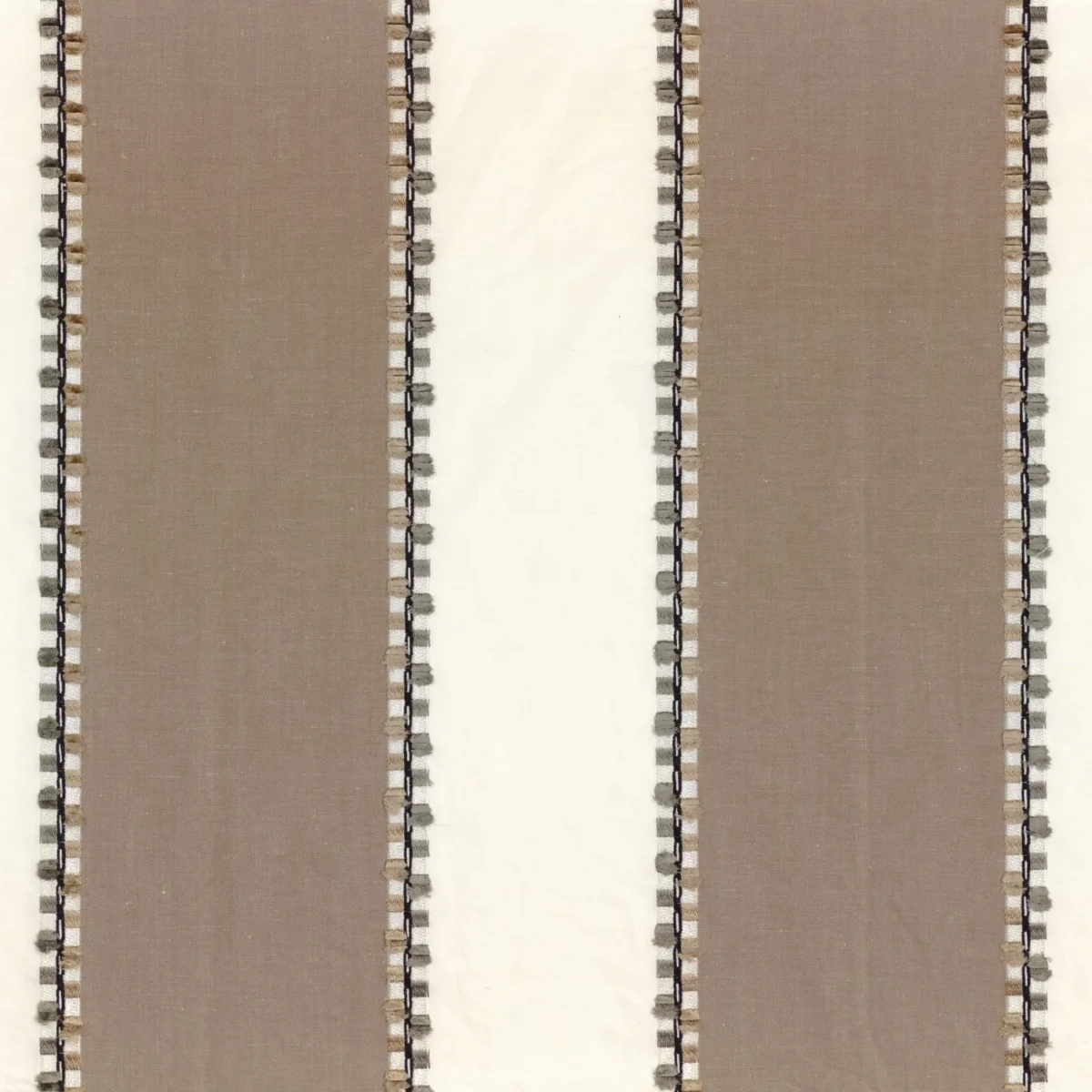 Parment Fabric - Taupe by brown striped embroideried fabric from Casamance