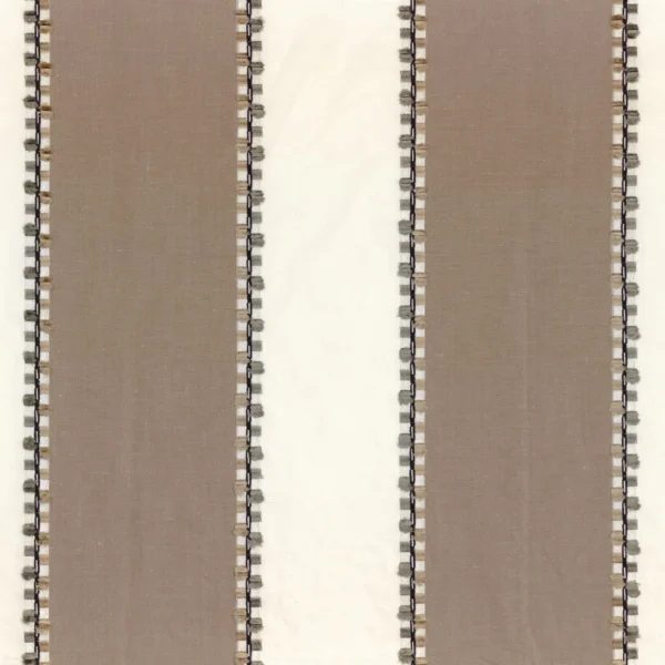 Parment Fabric - Taupe by brown striped embroideried fabric from Casamance