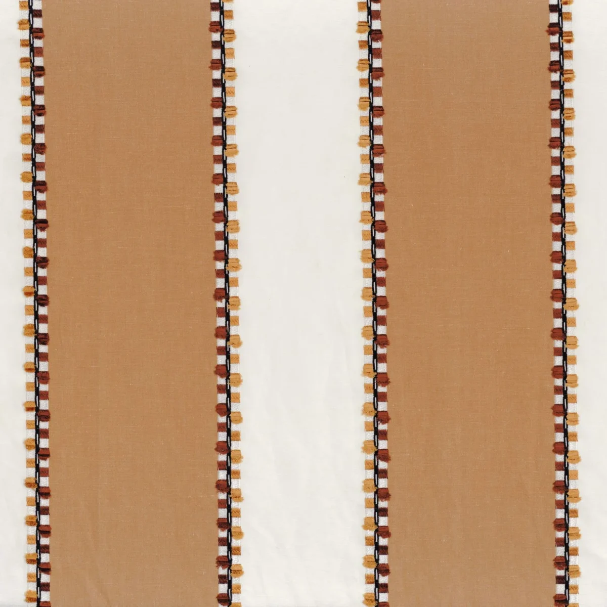 orange striped embroideried fabric from Casamance