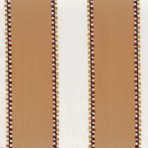 orange striped embroideried fabric from Casamance