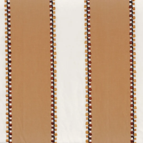 Parment Fabric - Terre De Sienne by orange striped embroideried fabric from Casamance